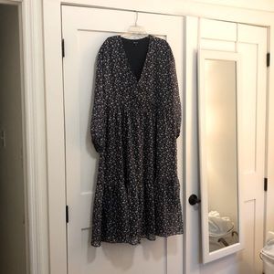Madewell faux wrap dress with boho sleeves